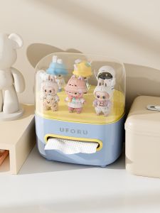 ช่องเก็บของแบบใสพร้อมกระดาษเช็ดหน้ามือแบบเรียบง่ายสำหรับใช้ในบ้านและออฟฟิศ ช่องเก็บของแบบเรียบง่ายพร้อมชั้นวางของแบบมองเห็นได้จากด้านบน