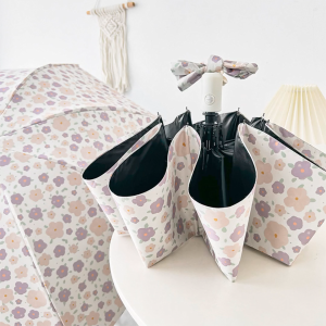 MBMSHEGH Windproof Automatic Folding Umbrella Flower Pattern Sunny Umbrellas Portable Compact Design For Women