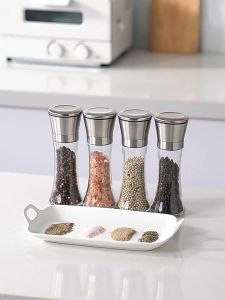 [SG] Stainless Steel Pepper Mill Glass Bottle Jar Salt Sugar Spice Grinder
