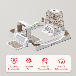 Petstar Cat Toy Anti-boredom Interactive Teaser Stick Multi-functional Scratching Brush Self-entertaining Food Dispensing