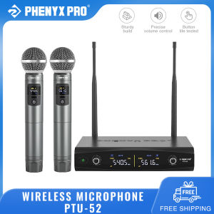 Phenyx Pro ชุดไมโครโฟนระบบไมโครโฟนไร้สายไลฟ์ UHF 2X30 พร้อมเคสมือถือ 200ft