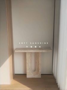 Elegant Natural Cave Marble Corridor Entrance Table Artistic Style Customizable European Design Living Room Display Desk