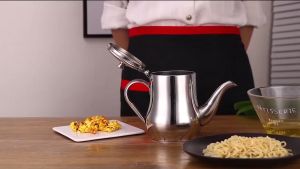 *Ready*Stainless Steel Metal Teapot Cafe Tea Coffee Drink Restaurant Kitchen Flip Lid/Seasoning oil pot/Anchor kettle 不锈钢油壶/酱料壶