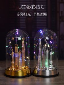 Shanghai Center Oriental Pearl Glowing Tower Model Home TV Cabinet Decorations Tourist Souvenir Gift Metal European Style Bedside Creative Desktop