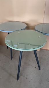 Tiancai Table Glass 60cm Coffee and Dining Nordic Round Steel Foot Living Room and Dining Room Table Bedroom Desk