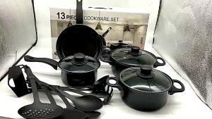 Leego 13pcs Non Stick Pan Set - Stainless Steel Kawali/Periuk Untuk Keluarga & Induksi