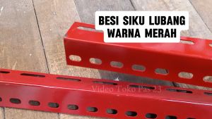 Besi Siku Lubang & Rak Besi Siku Merah Panjang 40cm