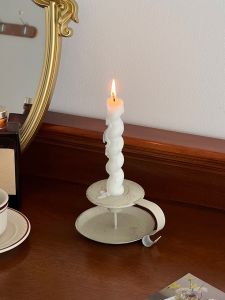 Retro Vintage Iron Art Candle Holder Scented Candle Base European Style Living Room Dining Table Atmosphere Decoration Accessories