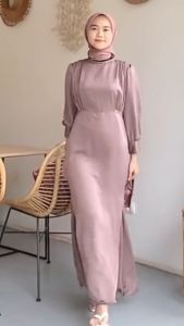 Jasmine Dress Silk Bahan Satin Velvet Gamis Terbaru Kondangan Pesta Bridesmaid Baju Lebaran Polos