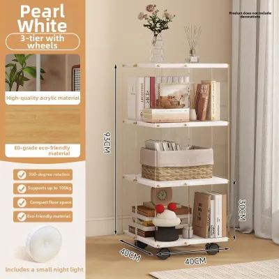 Rotating Movable Acrylic and Wood Bookshelf