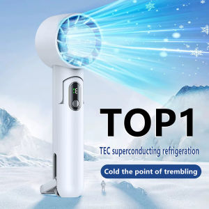 Folding cooling fan Colder wind Semiconductor Refrigeration Handheld Fan 4000mAh USB Rechargeable Cooling Fan Air Cooler Outdoor