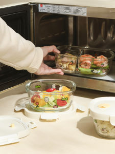 บลูโลตัสโฮมกล่องอาหารกลางวันแก้วโบโรซิลิเกตสูงไมโครเวฟปลอดภัยภาชนะเก็บรักษาความสดสำหรับนำอาหารไปทำงาน