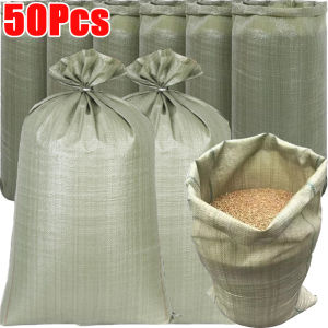 20/50 ชิ้น ถุง Sako เปล่าขนาดใหญ่ / ถุงกระสอบสานโพลีสีเขียวหนา / ถุงทรายน้ำท่วมแบบทนทาน / ถุงเก็บของในโกดังที่ทนทาน / สำหรับหิน ธัญพืช และข้าว