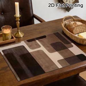VIKAMA 2/4/6PCS Geometric Square Meal Mat Insulation Washable Anti slip Table Mat Modern Farmhouse Style Kitchen Home Decor