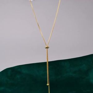 New Fashion Adjustable Long Style Necklace For Women Stainless Steel Luxury 18K Gold Plated Necklace Jewelry Gifts