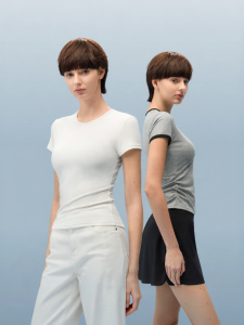 Bananain | Breathable Short Sleeve Slim Fit Square-Neck White T-Shirt