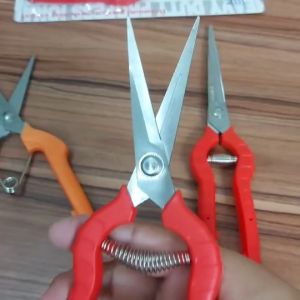 กรรไกรตัดกิ่ง ตัดแต่ง ตัดผล ตัดดอก บอนไซ ไม้ดัด กรรไกรปลายแหลม สีแดง น้ำหนักเบา