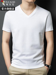 เสื้อยืดคอวีแขนสั้นผ้าฝ้ายบางแห้งเร็วสำหรับผู้ชาย TUCANO ฤดูร้อน 2025 ทรงหลวม ระบายอากาศได้ดี ทรงปกติ ลำลอง