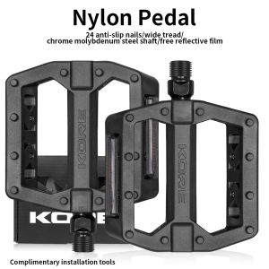 KORE MTB Road Bike Pedals Bearing Pedal Non-slip Folding Bicycle Fixed Gear Water Proof Nylon Downhill Ultra-Light for 14mm Part