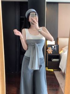 Áo Ba Lỗ Cotton Ôm Vừa Vặn Có Đệm Ngực Áo Ba Lỗ Cotton Co Giãn Có Dây Buộc Màu Tương Phản Áo Khoác Ngoài Áo Lót Bên Trong Áo Khoác Ngoài