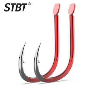 New 50Pcs/Box ISEAMA High-Carbon Steel Red Fishing Hooks From Japan 1#-10# Blue Barbed Fishhook for Carp Fishing Accessories