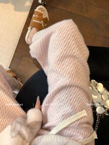 Pink Striped Elastic Waist Drawstring Casual Pants Womens Autumn 2025 New Loose Drapey Slimming Straight Leg Trousers