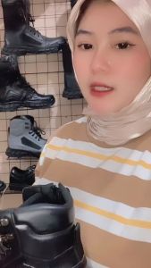 Sepatu PDL Blackrun Boa TNI Polri Brimob Security Satpam Kulit Hitam Doff Ujung Besi VMESTE