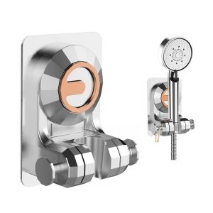 Showerhead Holder Suction Cup Holder Adjustable Detachable Hanging Rack Plating Shower Head Holder Bathroom Wall Mount Bracket