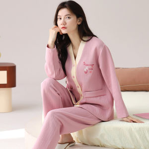 MiiOW | Bộ đồ ngủ cotton nguyên chất dày dặn mùa thu đông cho nữ Bộ đồ ngủ dài tay quần dài thoải mái mặc nhà