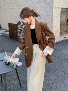 Café Brown Korean Style Commute Casual Womens Suit Jacket Autumn New Fashion Leisure Top Quality Elegant Commuter Wind