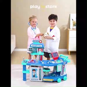 Pretend Play Kids Doctor Set with Electronic Stethoscope Carrying Storage Case - Role Play Toys