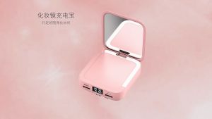20000mAh Portable Power Bank Mirror with Make Up Mirror Digital Display LED Digital Display Powerbank External Battery Pack Power Bank For Mobile Phones