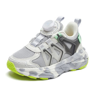 Kids Sneakers Cool Fabric Rotating Buckle Non-slip 27-38 Flexible Lightweight Girls Sports Shoes Boys New Fashion Style Durable Nursery Pupils Leisure Shoe Comfy Primary School Students Kindergarten Infants Lively Cute 5s Children Running Footwear