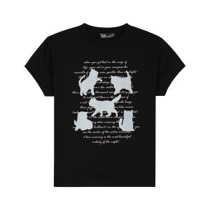 zuocisankon | Design Youthful Contrast Cat Print T-Shirt