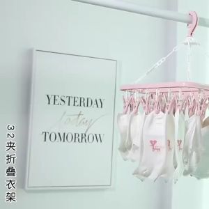 Móc Treo quần Áo Trẻ Em Treo Đồ Lót Tã Vớ Chống Bay Bằng Nhựa 32 Kẹp A1273