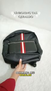 GLADIO Tas Ransel Pria GLD035B5 Kulit Hitam Simple Tebal Muat Laptop Backpack Geraldo Terbaru