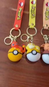 Bandai | Pokémon Poké Ball Keychain Set Anime Collectible Pikachu Eevee Charmander Figure Keychain Key Ring for Bag Backpack Gift