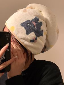 Cute Cat Dry Hair Cap Women Super Absorbent Quick Dry Hair Towel Coral Fleece Thickened Bath Cap Student Universal Personal Care