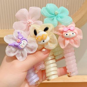Ready Stock Sanrio Coil Hair Tie Kids Girl Ponytail Hair Rope Fashion Scrunchies Braided Telephone Cord Hair Ring