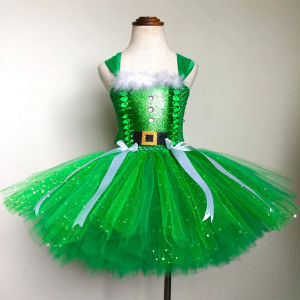 European Style Girls Holiday Tutu Skirt Soft Tulle Christmas Party Dress for Birthdays and Childrens Day Stage Performances