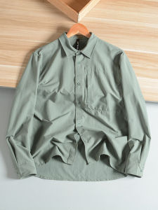 Lulu Pingdi! Moisture-Absorbing Breathable Quick-Drying Men Loose Elastic Urban Mechanical Style Long Sleeves Shirt Thin Outwear