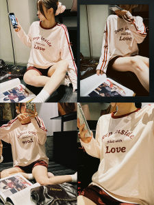 Yumomo Soul Letter T 170g Ice Silk Snow Cotton Vintage Sports Style Butterfly Knot Long Sleeve Base Layer Womens T-shirt