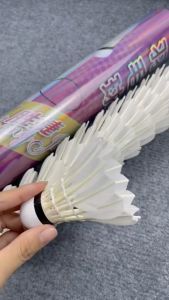 Hộp Cầu Lông Vũ (12 Quả) Đế Gỗ XD50 Ống Cầu Lông Vịt - Trái Cầu Lông Vũ Trắng - Quả Cầu Lông Vịt Luyện Tập