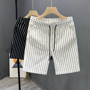 Men Summer Thin Quick-Drying Stripes Four Points Shorts Korean Style Fashion Brand Silm Half Length Beach Large Trunks Male Outwear