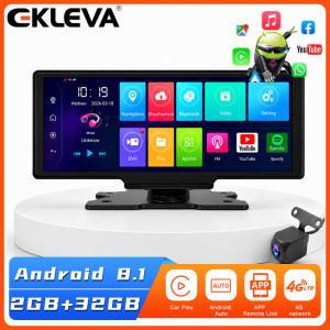 EKLEVA 10.26" Android 13 Dash Cam Wireless CarPlay & Android Auto Car DVR Netflix Google Play Rearview Mirror Camera