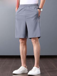 HENGYUANXIANG | Hengyuanxiang Ice Silk High Elastic Five-Part Mens Summer Thin Loose Casual Straight Large Size Dad Shorts Outdoor Wear