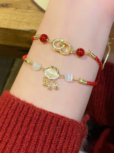 Red String Bracelet for Women New Chinese Style Mahogany Knot Weaving Bracelet Lightweight Luxury Unique Hand Cord Bracelet