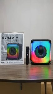 Brodu 8inch Subwoofer Bluetooth Speaker with Wireless Micphone Dynamic Clean Big Sound RGB Lighting Wireless Speaker Portable Rechargeable Super Bass Party Box Karaoke Speaker Support USB SD FM Radio Mic in AUX Guitar Input