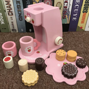 Educational Role Play Kitchen Toy Wooden Simulated Coffee Machine