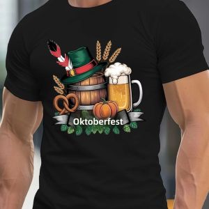 Áo Thun Nam Oktoberfest Họa Tiết Thùng Bia Đức Cổ Tròn Tay Ngắn Mặc Thường Ngày Mùa Hè Dành Cho Các Bữa Tiệc